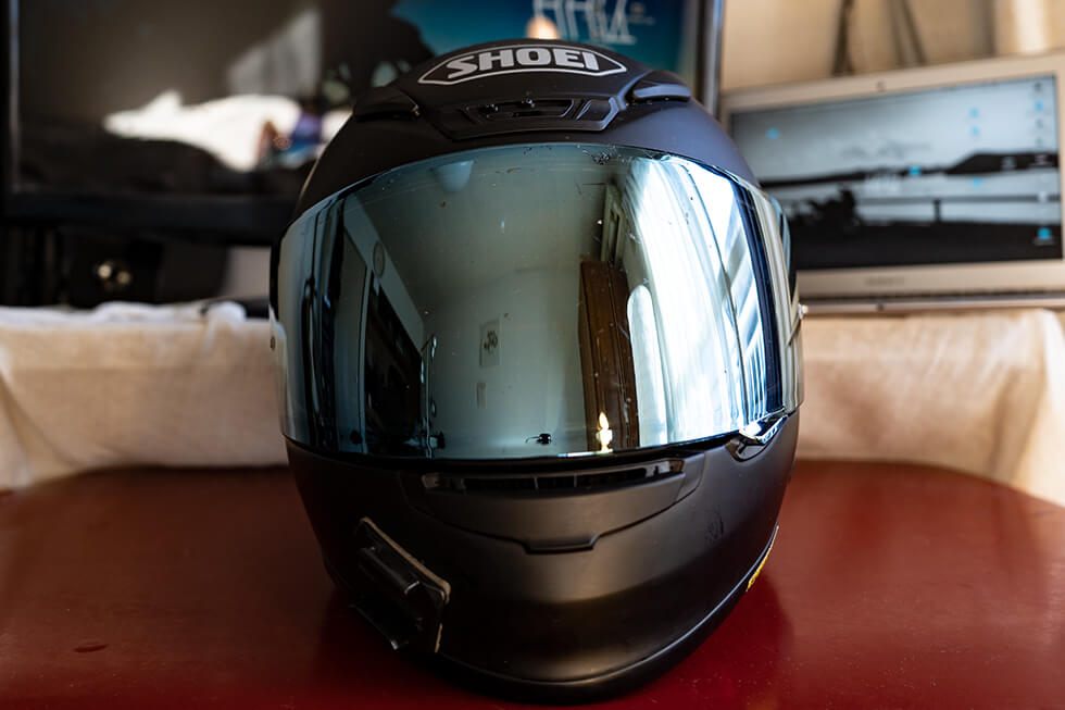 ぶらり、SHOEI純正シールドCNS-1メロースモークミラーブルーを